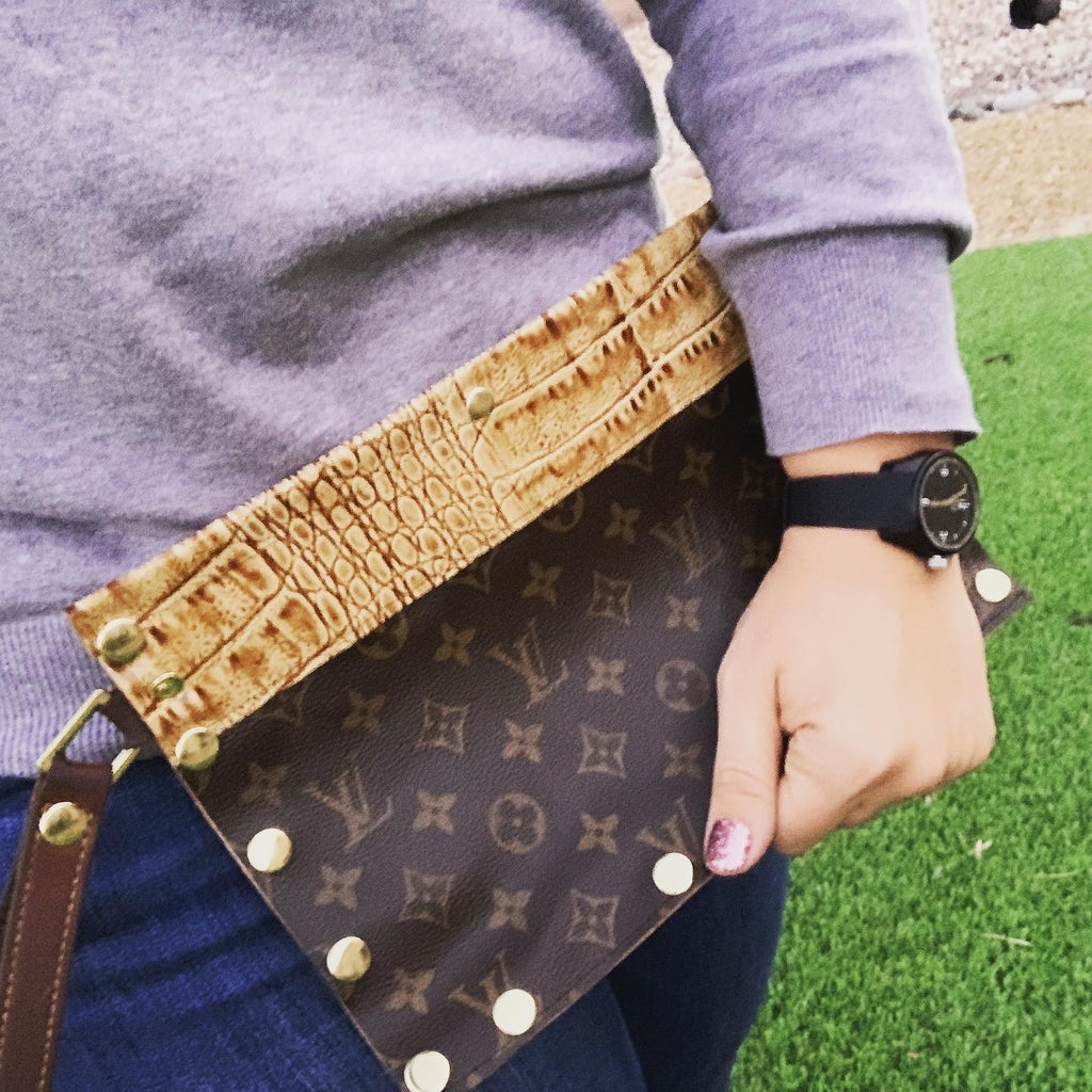 Repurposed Up-cycled Louis Vuitton Leather Zipper Bracelet – N
