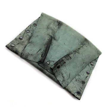 Handmade Distressed Green Leather Pleated Clutch