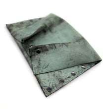 Handmade Distressed Green Leather Pleated Clutch