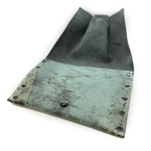 Handmade Distressed Green Leather Pleated Clutch