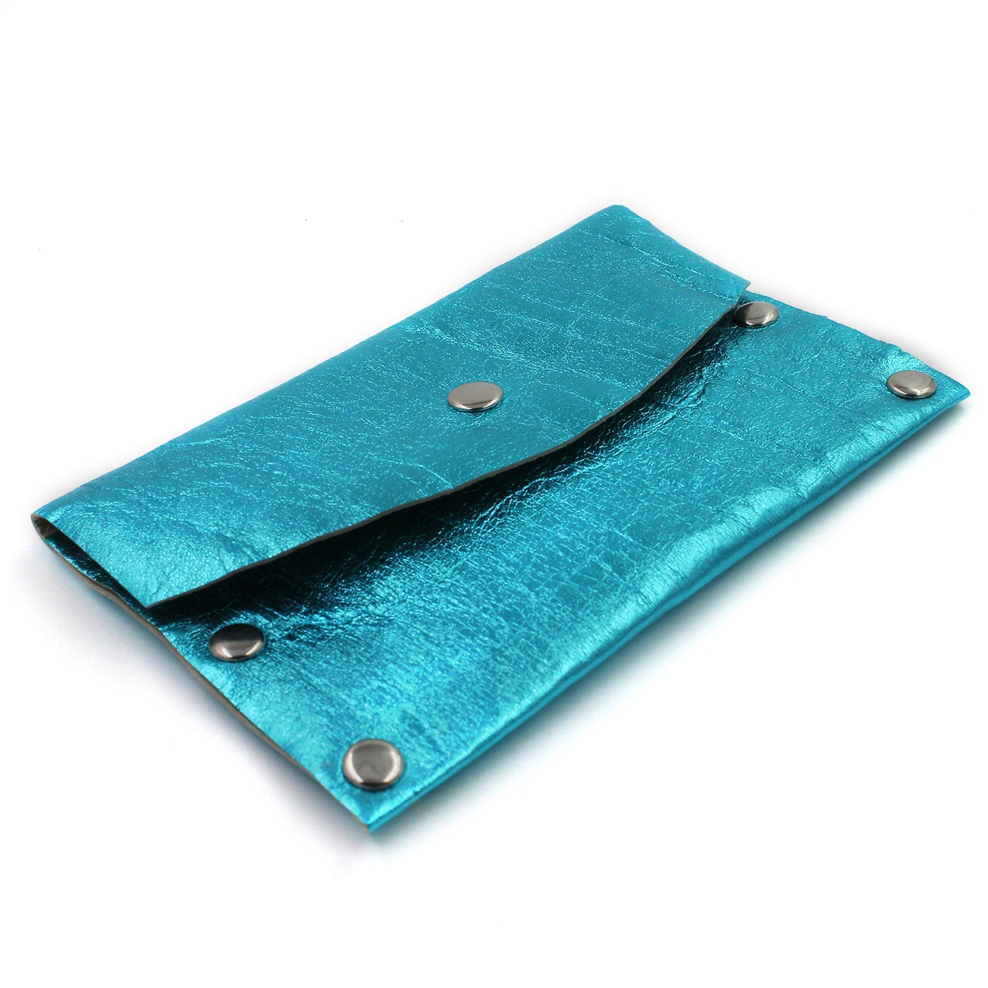Aqua Foil Leather Card Case / Mini Wallet - N.Kluger Designs Card Case