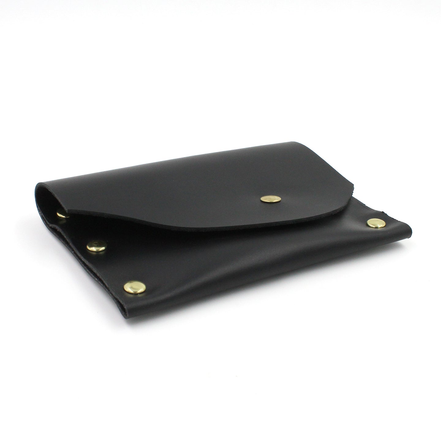 Handmade Black Leather Card Case / Mini Wallet