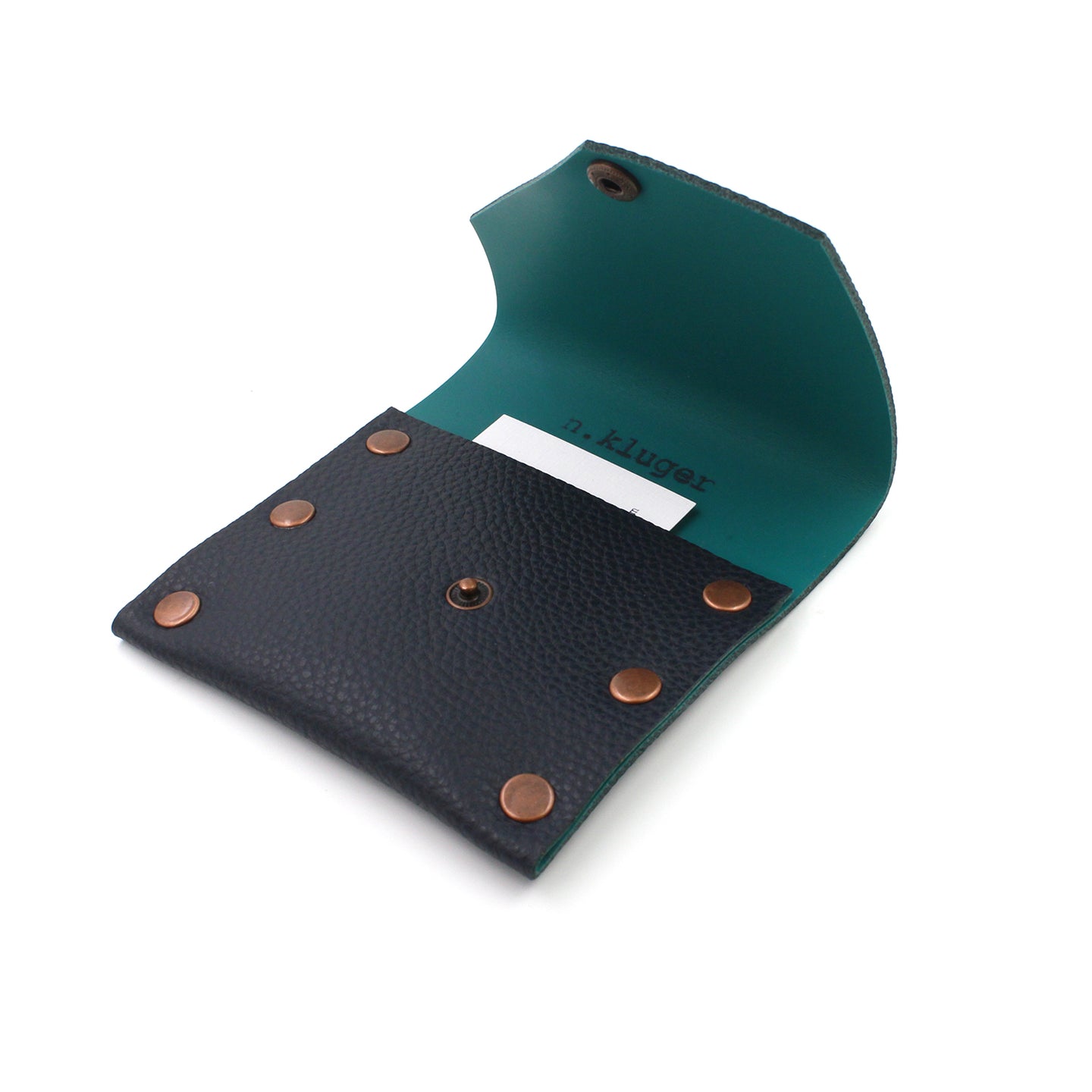 Navy & Turquoise Leather Business Card Case - N.Kluger Designs Card Case