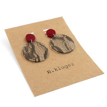 Sexy Black Lace Circle Acrylic Drop Earrings