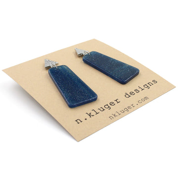 Glittery Midnight Blue Acrylic Dangle Earrings