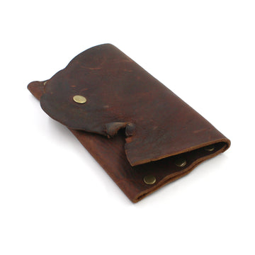 Rustic Dark Brown Handmade Leather Wide Simple Wallet / Card Case