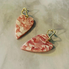 Pink Hearts on Hearts Acrylic Drop Earrings