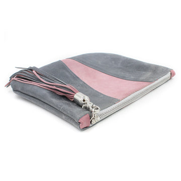 Grey & Pink Colorblock Leather Fun Clutch