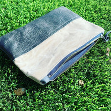 Waxed Canvas and Grey Leather Cosmetic/Toiletry Bag