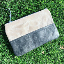 Waxed Canvas and Grey Leather Cosmetic/Toiletry Bag