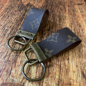 Repurposed Louis Vuitton Leather Key Chain Wide