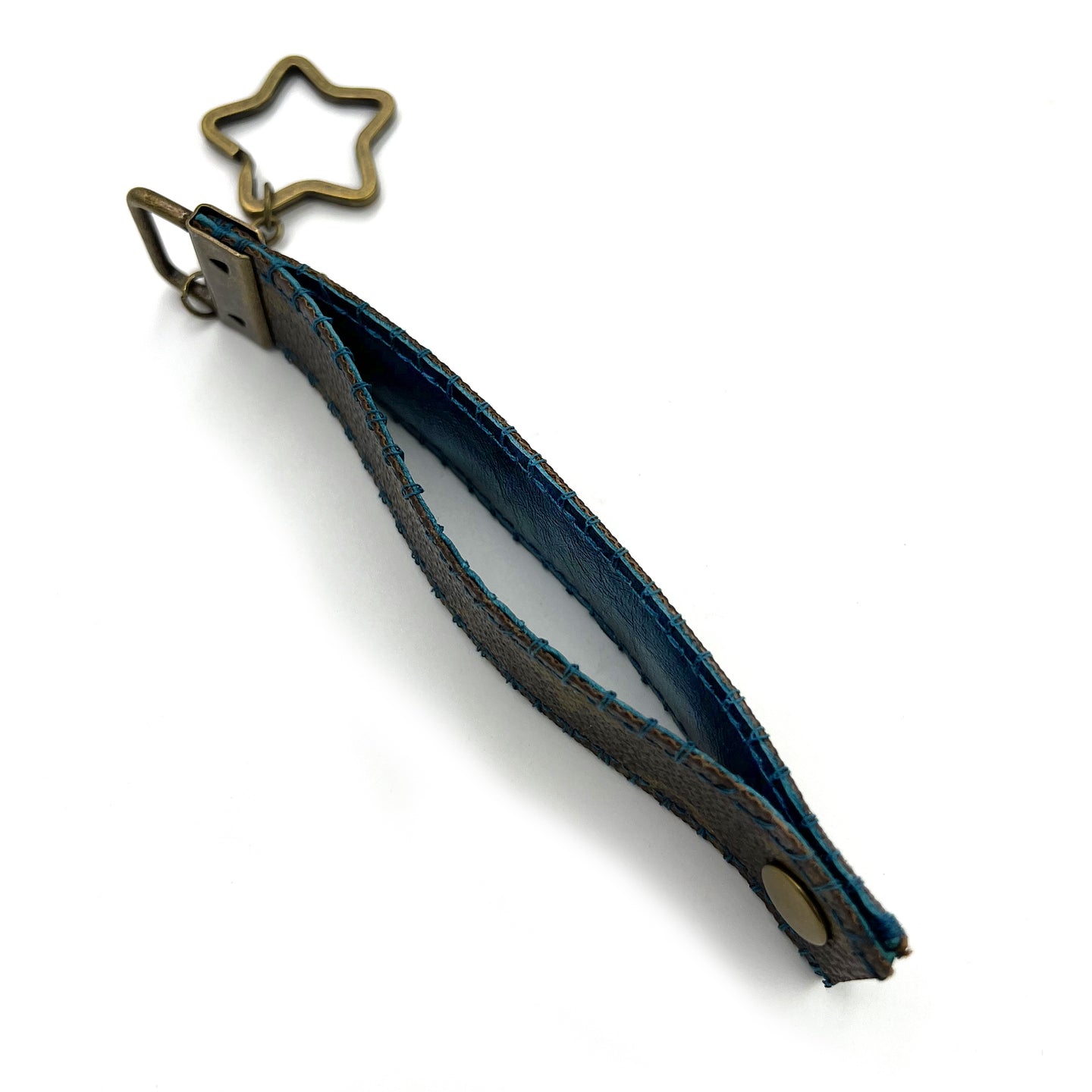 Upcycled Louis Vuitton Leather Key Chain - Blue