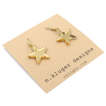 Mini Gold Mirrored Acrylic Star Drop Earrings