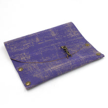 Hand-painted Textured Purple Leather Clutch