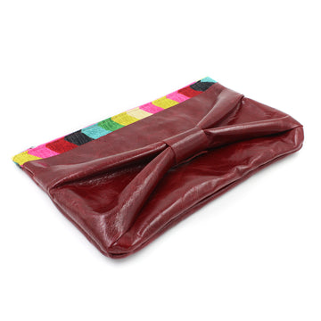 The Inevitable Red Leather Bow Rainbow Clutch