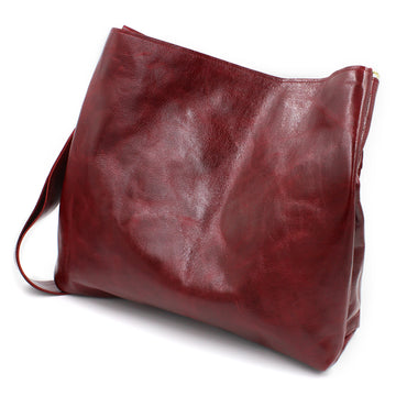 Rainbow-Lined Red Leather Shoulder/Cross-Body Bag