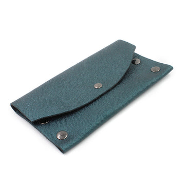 Shimmery Blue/Green Leather Card Case/Wallet